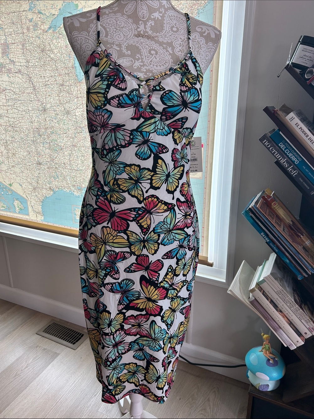 No Boundaries White Maxi Dress with Multicolor Butterfly Print